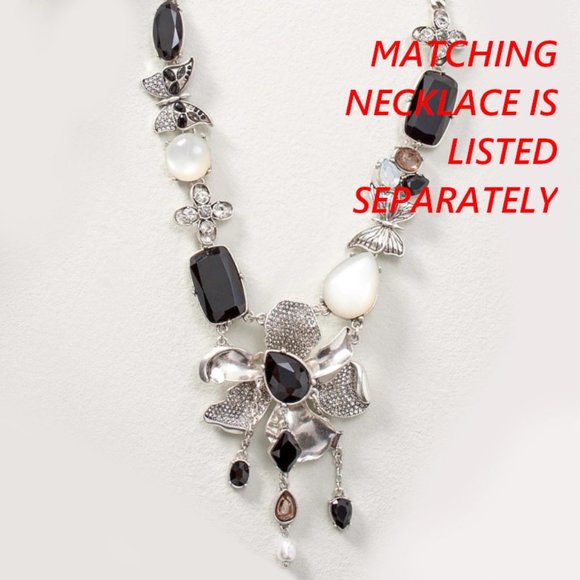 WHBM * Butterfly BLACK CRYSTALS Silvertone Earrings - Picture 3 of 6